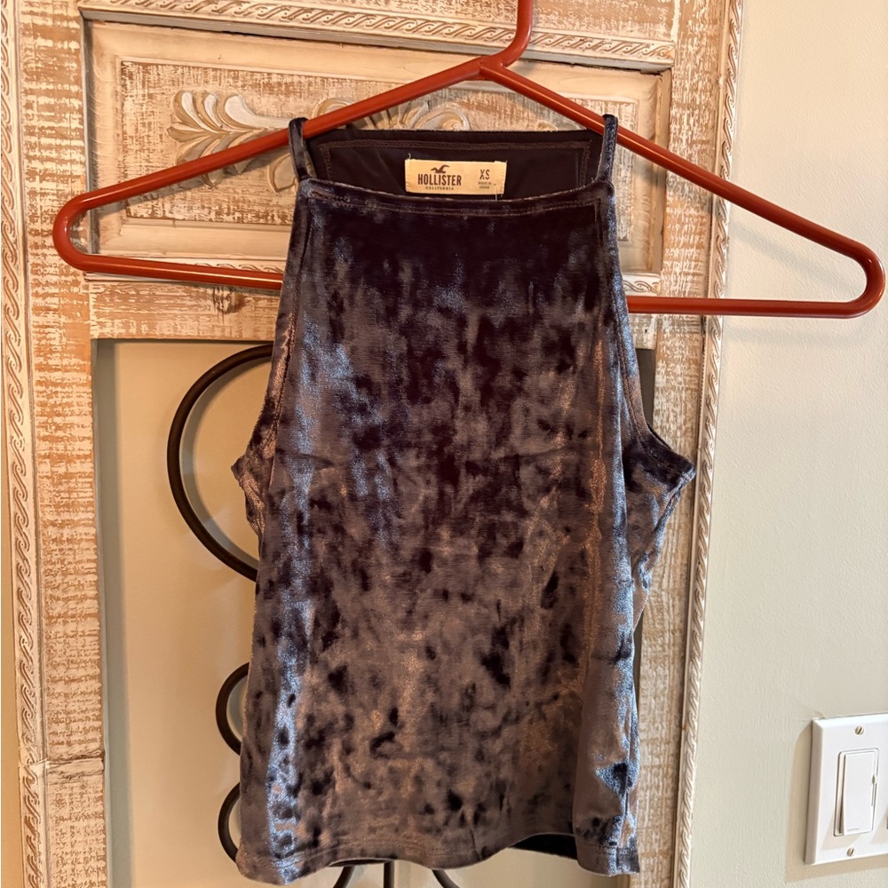 Hollister Charcoal Velvet Top
